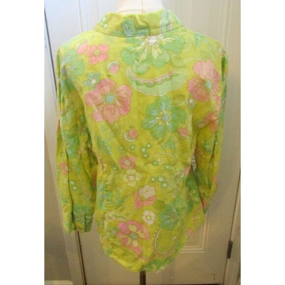 Sigrid Olsen Shirt 100% Linen Pastel Floral Summer Spring Top Womens Size L - Picture 5 of 8